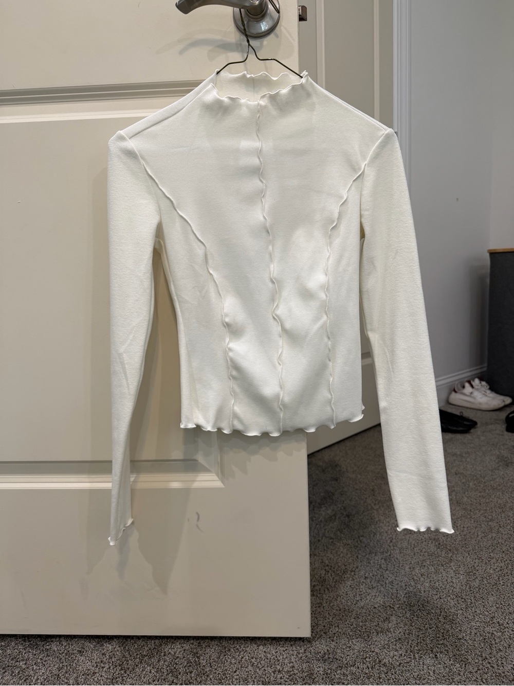 ASOS White Long Sleeve Paneled Top